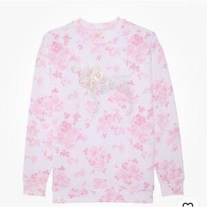 PINK X LOVESHACKFANCY OVERSIZED CREW SWEATSHIRT‎ EVERBLOOMING WHITE Sz L